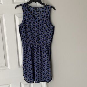 Aqua Blue and Black Geometric Dress